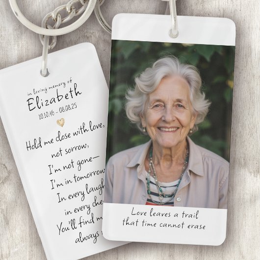 Eenvoudig Gouden Hart Foto Gedicht Memorial Sleutelhanger