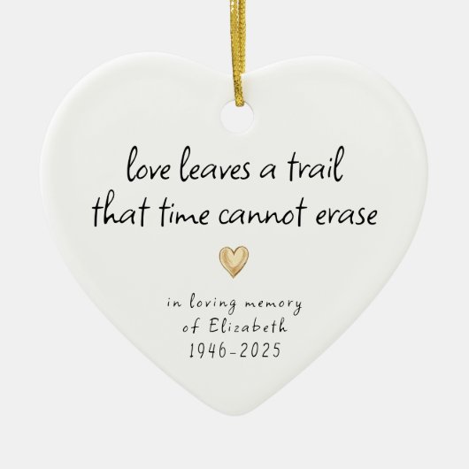 Eenvoudig gouden hart in liefdevolle herinnering keramisch ornament (Voorkant)