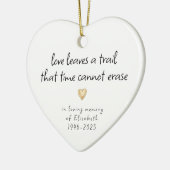 Eenvoudig gouden hart in liefdevolle herinnering keramisch ornament (Links)