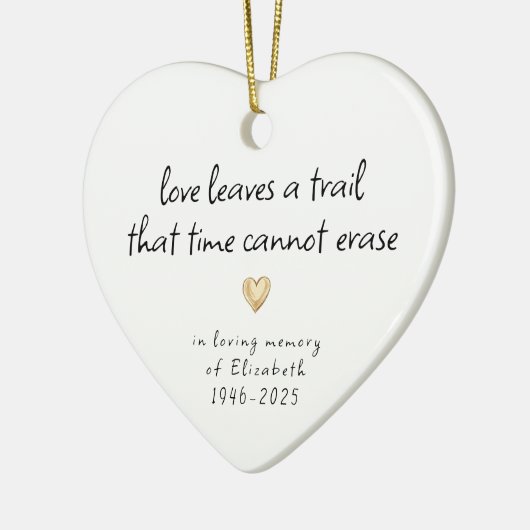 Eenvoudig gouden hart in liefdevolle herinnering keramisch ornament (Links)