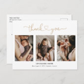 Eenvoudig Gouden Hart Script 3 Foto Baby Bedankt Briefkaart (Voorkant / Achterkant)