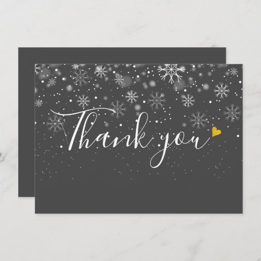 Eenvoudig Gouden Hart Script Kerstvakantie  Bedankkaart (Voorkant / Achterkant)