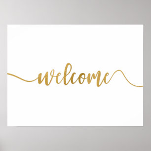 Eenvoudig gouden kalligrafie Welkom Bord Poster