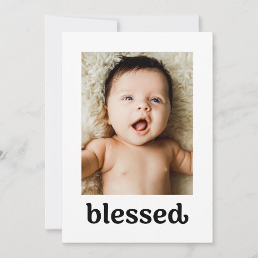 Eenvoudig gouden kruis Custom foto's Gezegend Doop Bedankkaart (Voorkant)