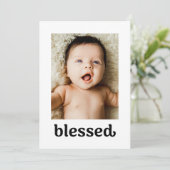 Eenvoudig gouden kruis Custom foto's Gezegend Doop Bedankkaart (Staand voorkant)