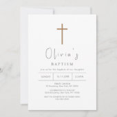 Eenvoudig gouden kruis doop kaart (Voorkant)