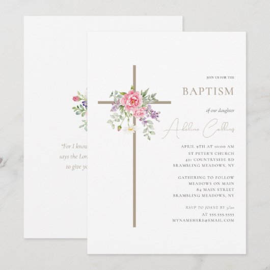 Eenvoudig gouden kruis Elegante minimalistische do Kaart (Voorkant / Achterkant)