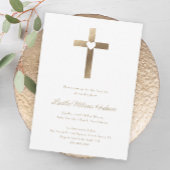 Eenvoudig Gouden Kruis met Hart Doop Kaart