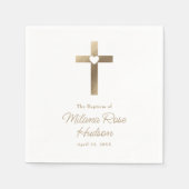 Eenvoudig Gouden Kruis met Hart Doop Servet (Voorkant)