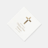 Eenvoudig Gouden Kruis met Hart Doop Servet (Hoek)
