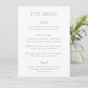 Eenvoudig Gouden Moderne Bruiloft Menu