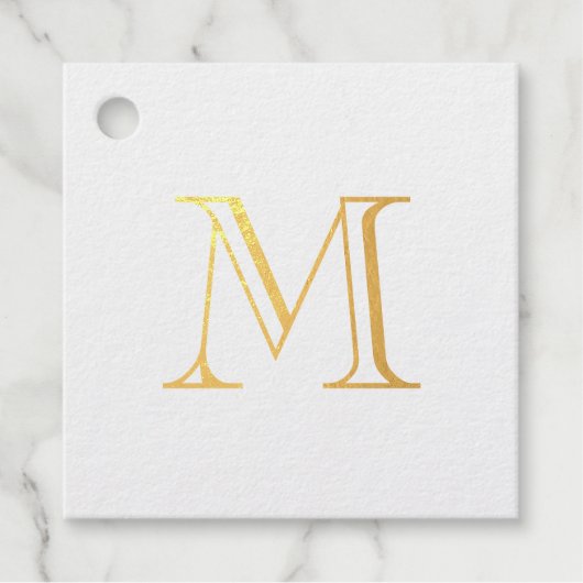 Eenvoudig gouden monogram bedankjes labels (Voorkant)