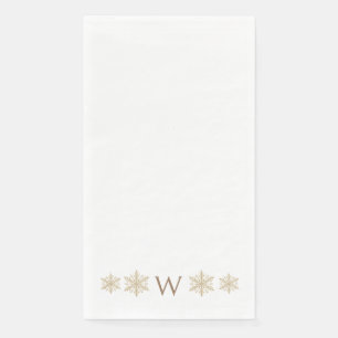 Eenvoudig Gouden Monogram Goud Waterverf Sneeuwvlo Servet
