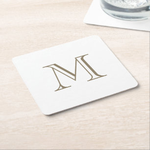 Eenvoudig gouden monogram  kartonnen onderzetters