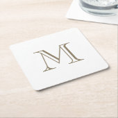 Eenvoudig Gouden Monogram  Kartonnen Onderzetters (Schuin)
