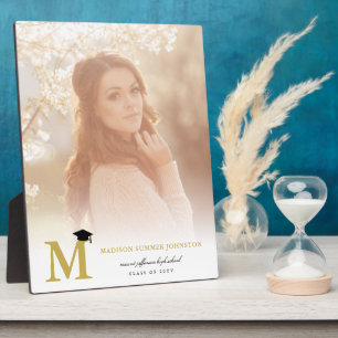 Eenvoudig Gouden Monogram Moderne Afstudeerfoto Fotoplaat