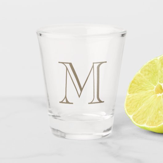 Eenvoudig gouden monogram shot glas (Voorkant)