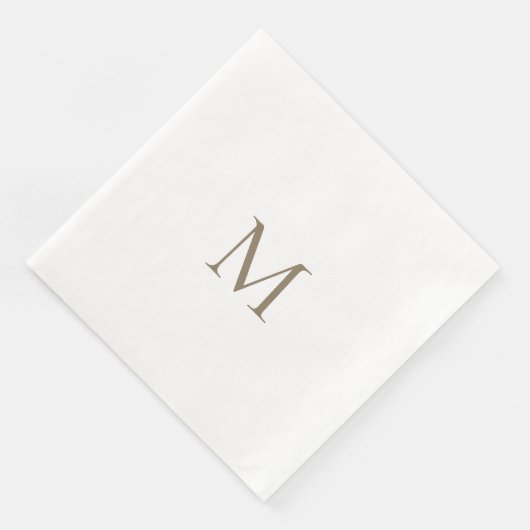 Eenvoudig Gouden Monogram Wit Papier servet (Hoek)
