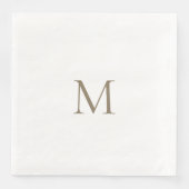 Eenvoudig Gouden Monogram Wit Papier servet (Voorkant)