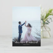 Eenvoudig gouden rand Formal Black en White Weddin Kaart (Staand voorkant)