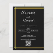 Eenvoudig gouden rand Formal Black en White Weddin Kaart (Achterkant)