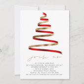 Eenvoudig Gouden Rode Boom Kerstfeest Kaart (Voorkant)