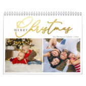 Eenvoudig Gouden Script Vrolijk Kerstfeest 2 Fotoc Kalender (Hoes)