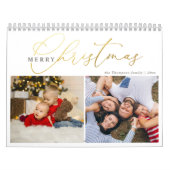 Eenvoudig Gouden Script Vrolijk Kerstfeest 2 Fotoc Kalender (Hoes)
