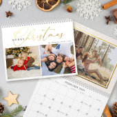 Eenvoudig Gouden Script Vrolijk Kerstfeest 2 Fotoc Kalender