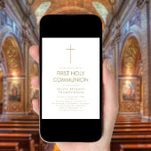 Eenvoudig Gouden Tekst Kruis Eerste Heilige Commun Kaart