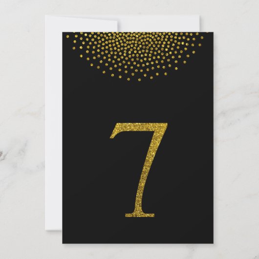 Eenvoudig goudglitter en zwart tafelnummer 7 (Achterkant)