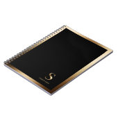 Eenvoudig goudmonogram | Black Notitieboek (Linkerzijde)