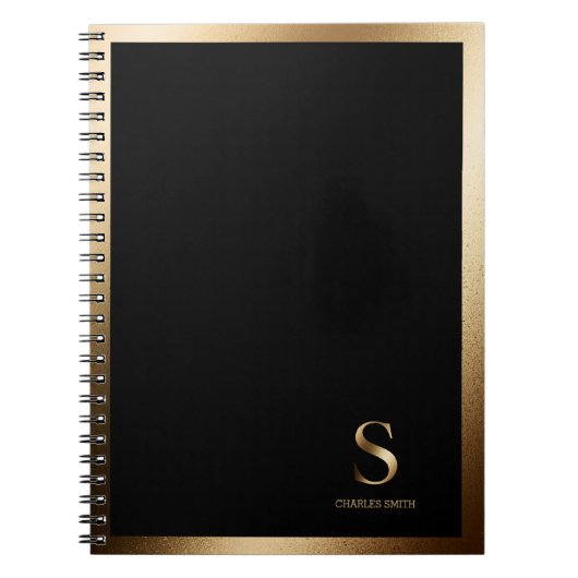 Eenvoudig goudmonogram | Black Notitieboek (Voorkant)