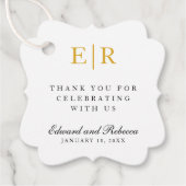 Eenvoudig goudmonogram Elegant Wedding Bedankjes Labels (Voorkant)