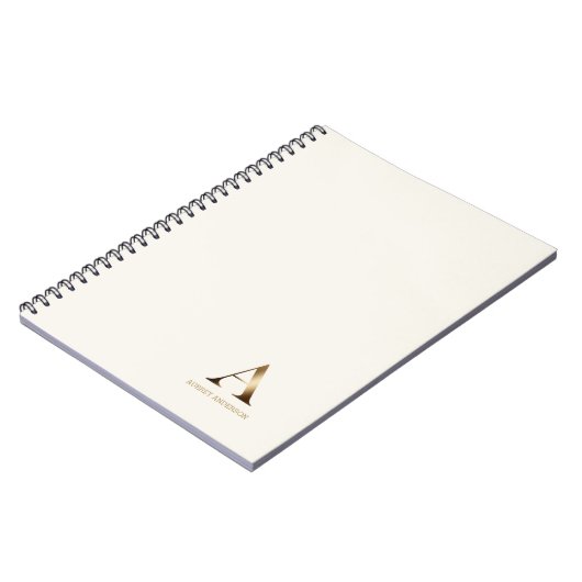 Eenvoudig goudmonogram | Ivoor van wit Notitieboek (Linkerzijde)