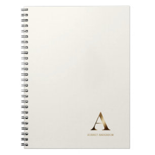 Eenvoudig goudmonogram Ivoor van wit Notitieboek