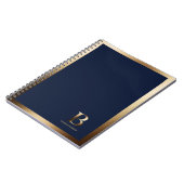 Eenvoudig goudmonogram | marineblauw Notitieboek (Linkerzijde)