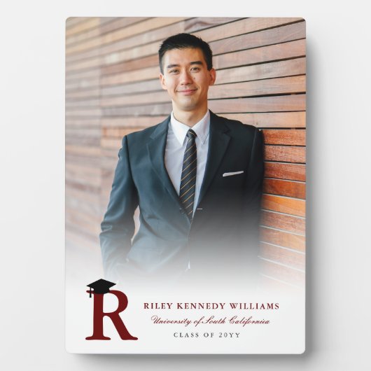 Eenvoudig goudmonogram Modern Foto Afstuderen Ease Fotoplaat (voorkant)