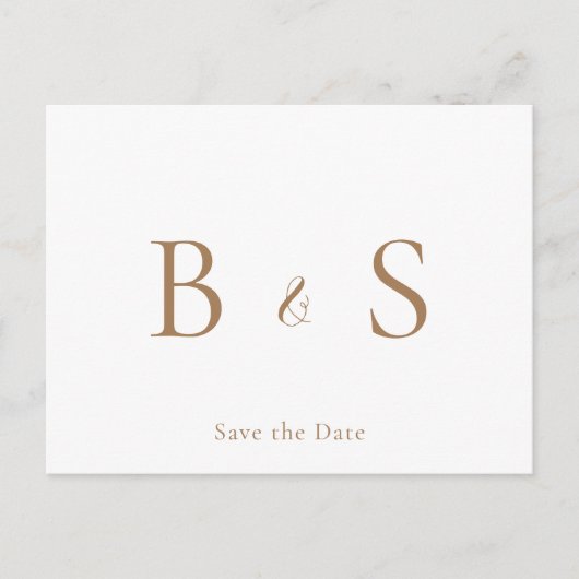 Eenvoudig goudmonogram oliage Weddenschap Bewaar d Aankondigingskaart (Voorkant)