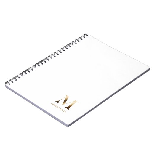 Eenvoudig goudmonogram | Wit Notitieboek (Linkerzijde)