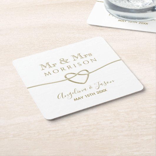 Eenvoudig goudweddenschap kartonnen onderzetters (Schuin)