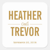 Eenvoudig goudweddenschap vierkante sticker (Voorkant)