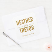 Eenvoudig goudweddenschap vierkante sticker (Envelop)