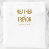 Eenvoudig goudweddenschap vierkante sticker (Tas)