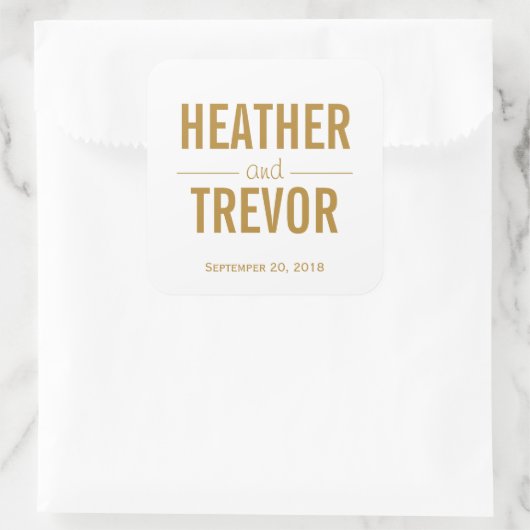 Eenvoudig goudweddenschap vierkante sticker (Tas)