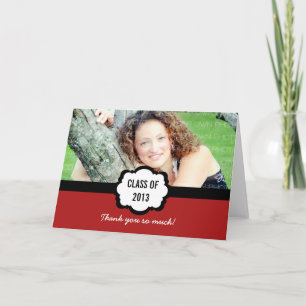Eenvoudig grafisch Afstuderen Hartelijk dank, rood Bedankkaart
