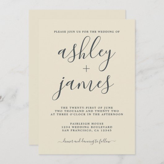 Eenvoudig grafisch Antiek withuwelijk Kaart (Voorkant / Achterkant)