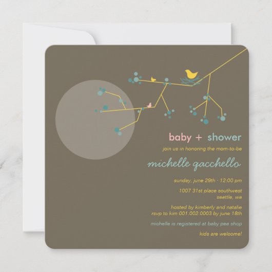 Eenvoudig grafisch Baby shower voor vogelfamilie n Kaart (Voorkant)