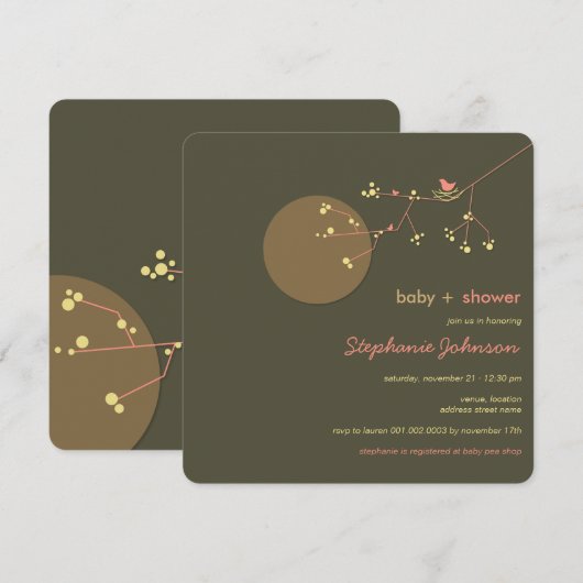 Eenvoudig grafisch Baby shower voor vogelfamilie n Kaart (Voorkant / Achterkant)