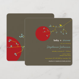 Eenvoudig grafisch Baby shower voor vogelfamilie n Kaart